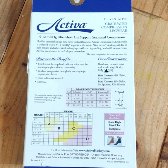 Activa Ultra Sheer Lite Support Thigh High Lace Top Hose H1261 Black Size A NWT - Picture 7 of 9